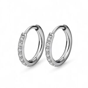 (1.0x2.0x12mm) F136 Implant-Grade CZ Titanium Huggie Hoop Earrings